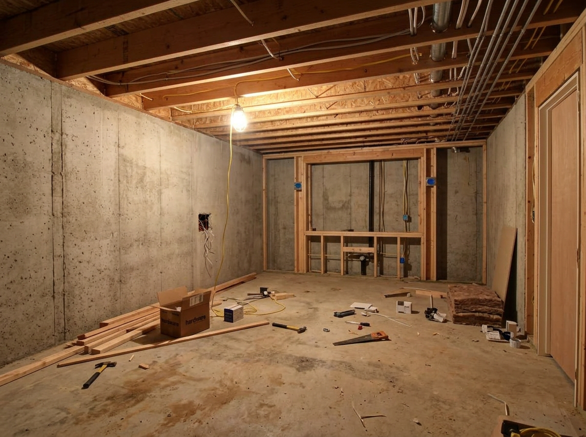Home Theater — Long Island — unfinished state, same camera angle