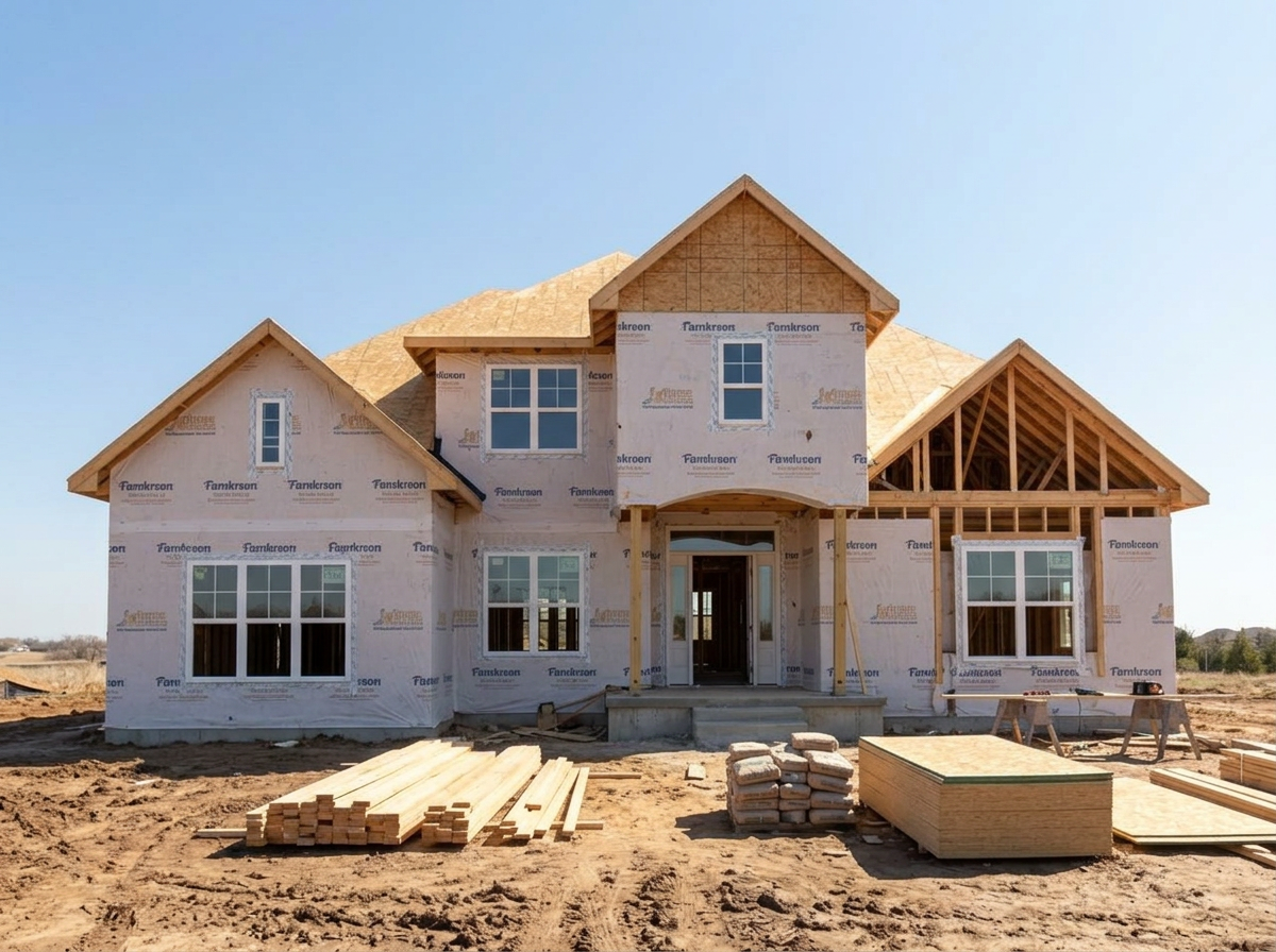 Great Room — Framing to Finish — construction state, same camera angle