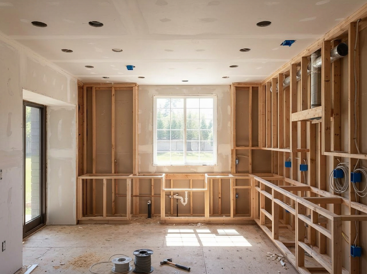Primary Suite — Drywall to Finish — construction state, same camera angle
